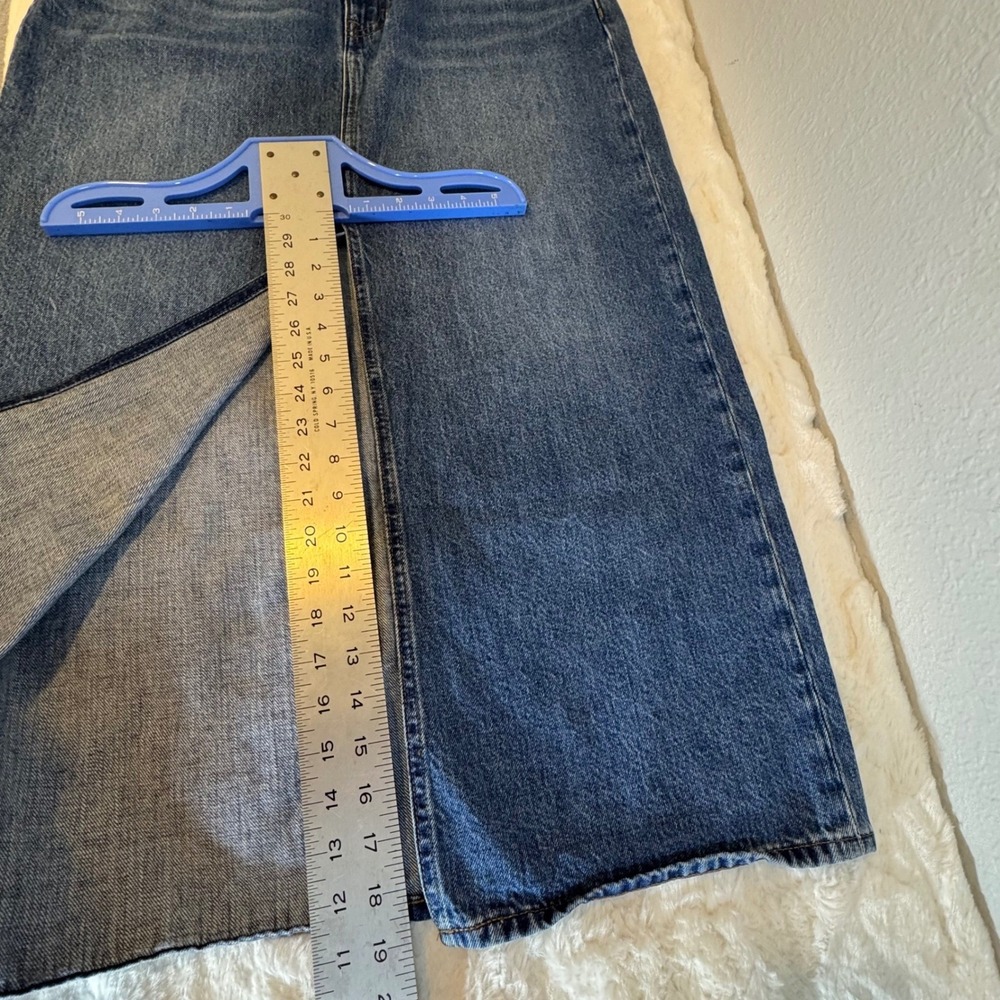 Madewell Denim Midi Skirt Medium Wash Front Slit Cotton Size 29 CKP482132694 - Picture 12 of 14